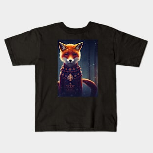 Cute Christmas Fox Kids T-Shirt